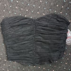 Black Ruched Crop Top